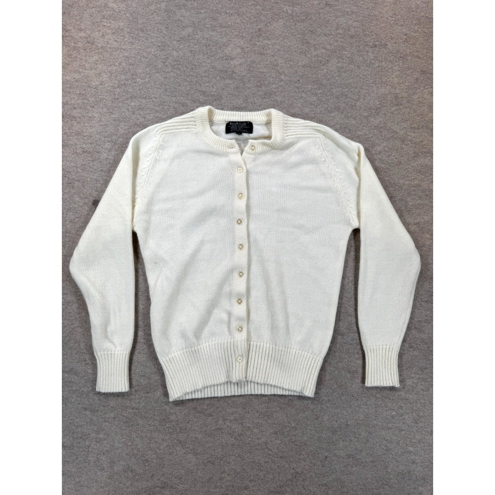 Knitivo Cardigan Sweater Womens Medium Beige Button Front Raglan Sleeve Casual